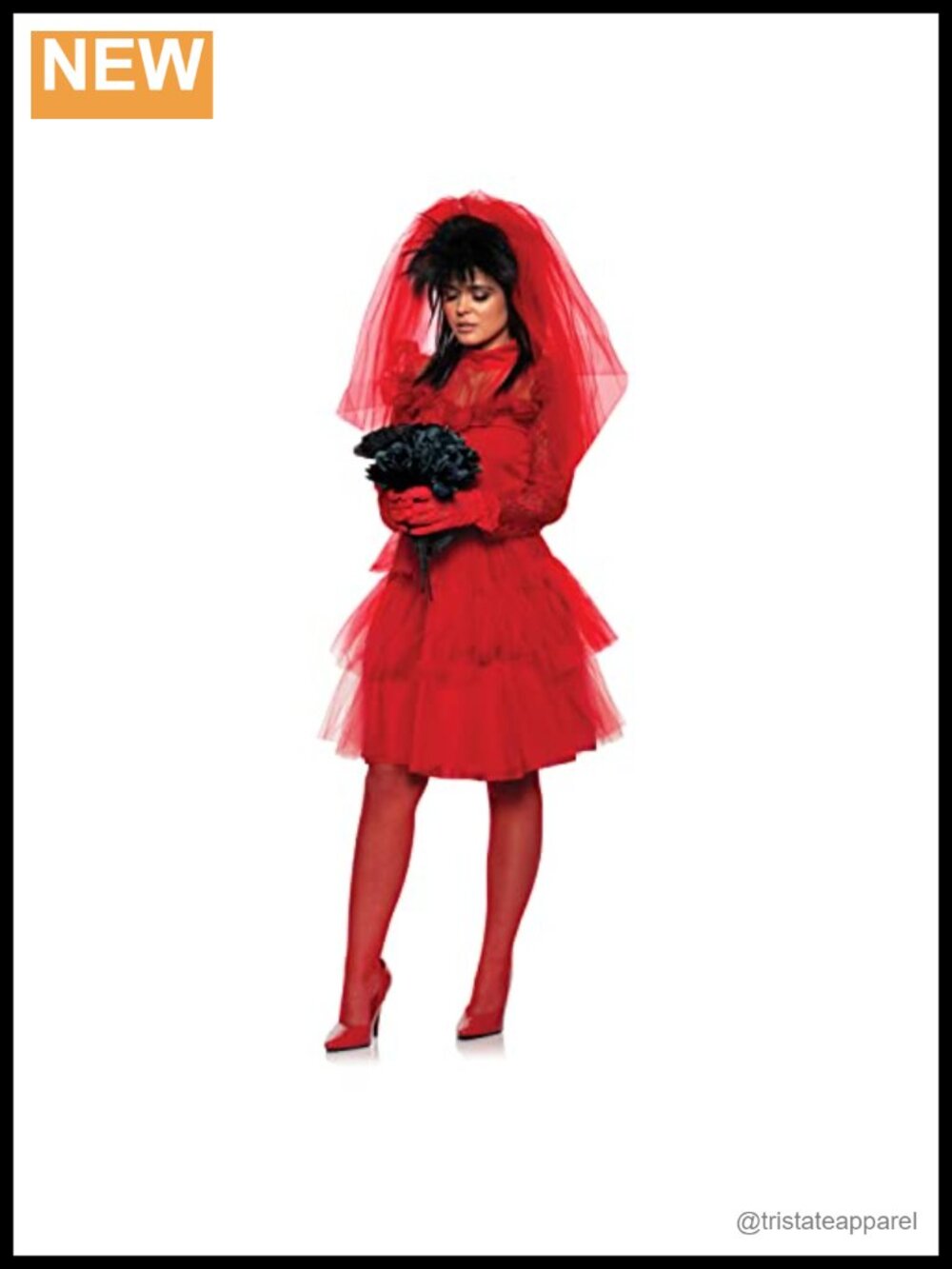 Gothic Bride Red Bridal Dress Halloween Costume for Women Lace Sleeves Veil